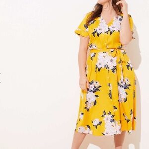 Loft Plus Bouquet Flutter Shirtdress
